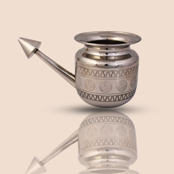 Stainless Steel Om Engraved Jal Neti Pot - Image 3